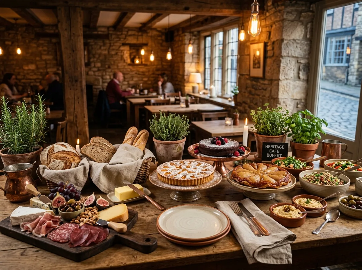 Catering-Aufbau mit regionalen Speisen